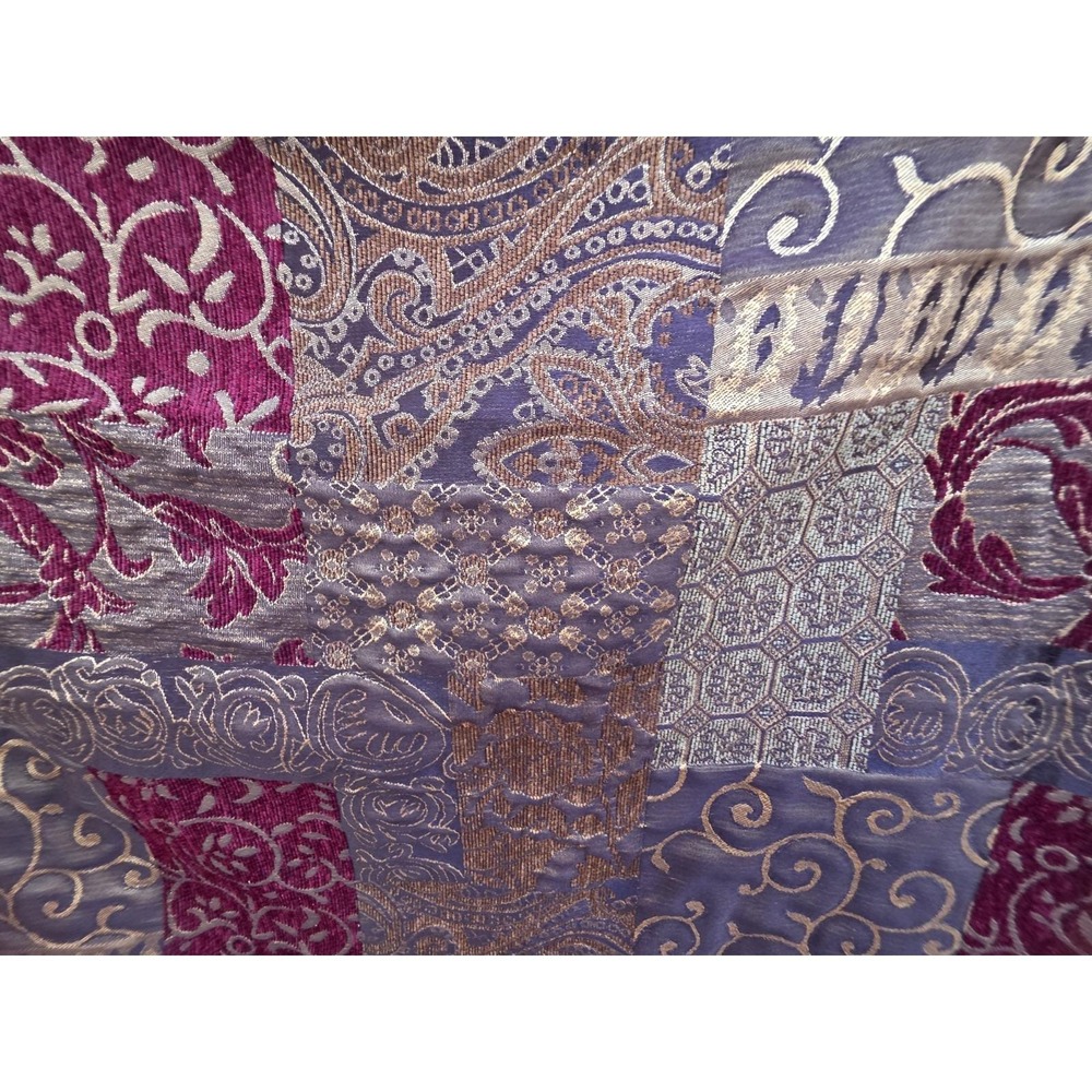 Croscill Galleria Window Curtain Panel Burgundy Gold Tapestry Patchwork Jacquard - Picture 2 of 7